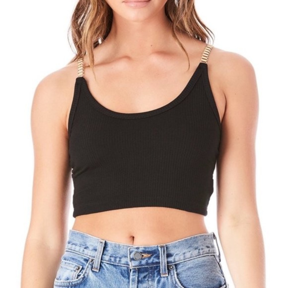 LF Emma & Sam Crop Gold Chain Tank NWT Size S